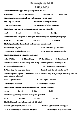 Đề cương trắc nghiệm ôn tập Lịch sử lớp 11 (Có đáp án)